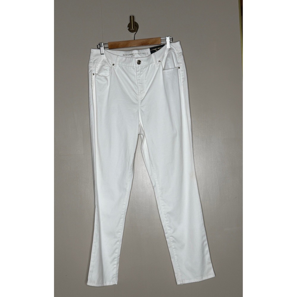 White Stretch Ankle Jeans Chico's So Slimming Girlfriend Slim Fit Pants
